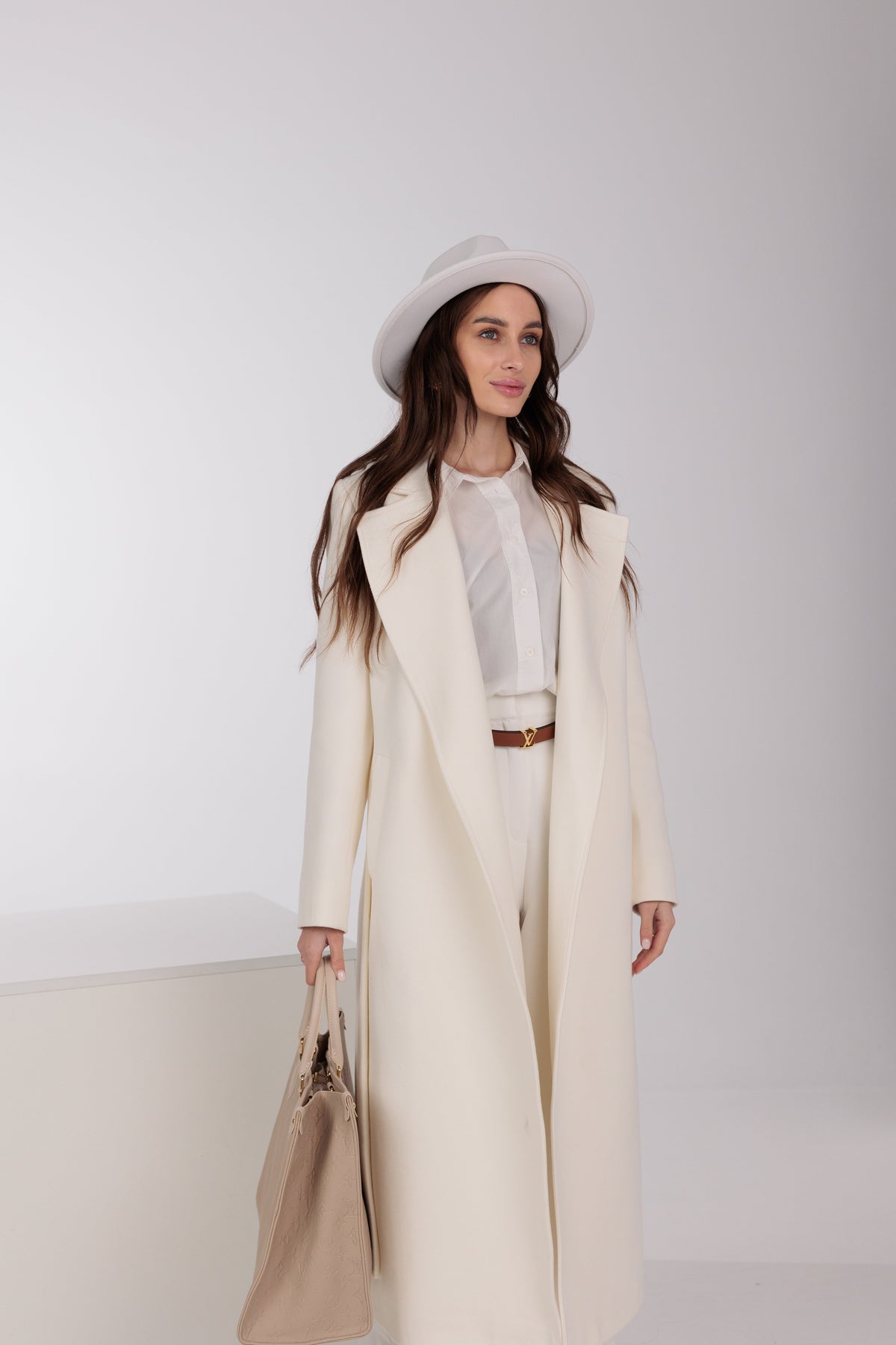 Pre-Order. Re-Stock Ships September 30. Astoria Classic Wraparound Wool Blend Overcoat in Ivory