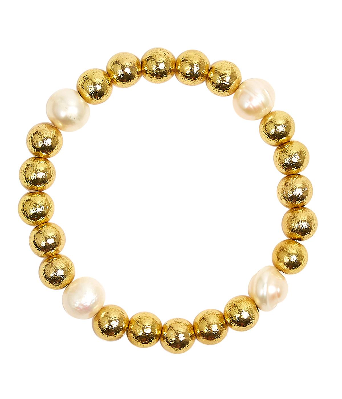 Georgia - Gold & Freshwater Pearl Beaded Bracelet