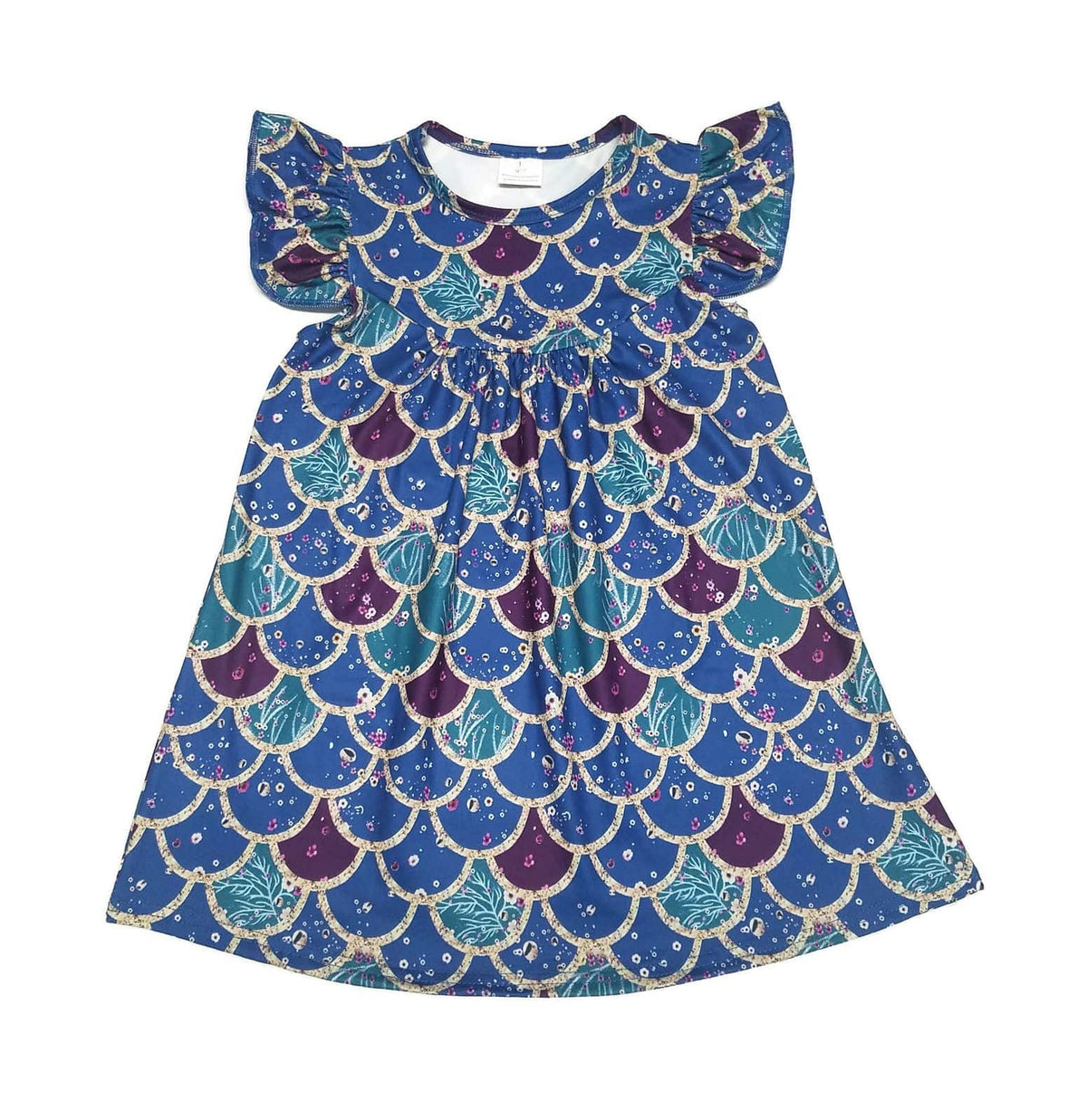 Dark Mermaid Scale Milk Silk Flutter Dress