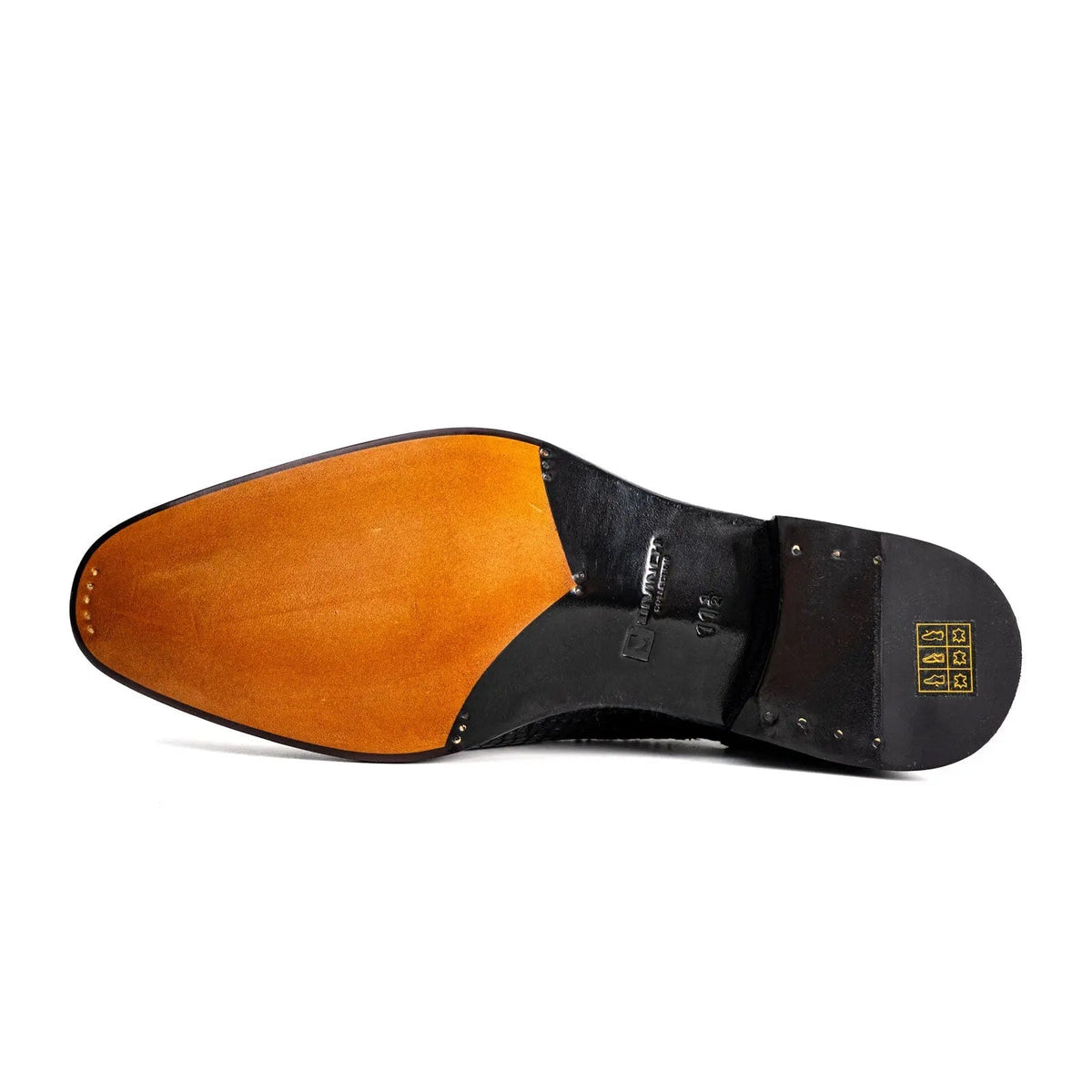 Black Cap-Toe Oxford Shoes with Scale-Pattern Texture