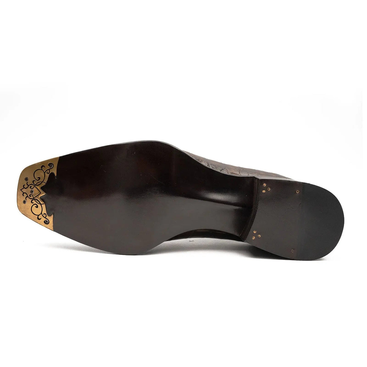 Dark Brown Textured Apron-Toe Derby Shoe