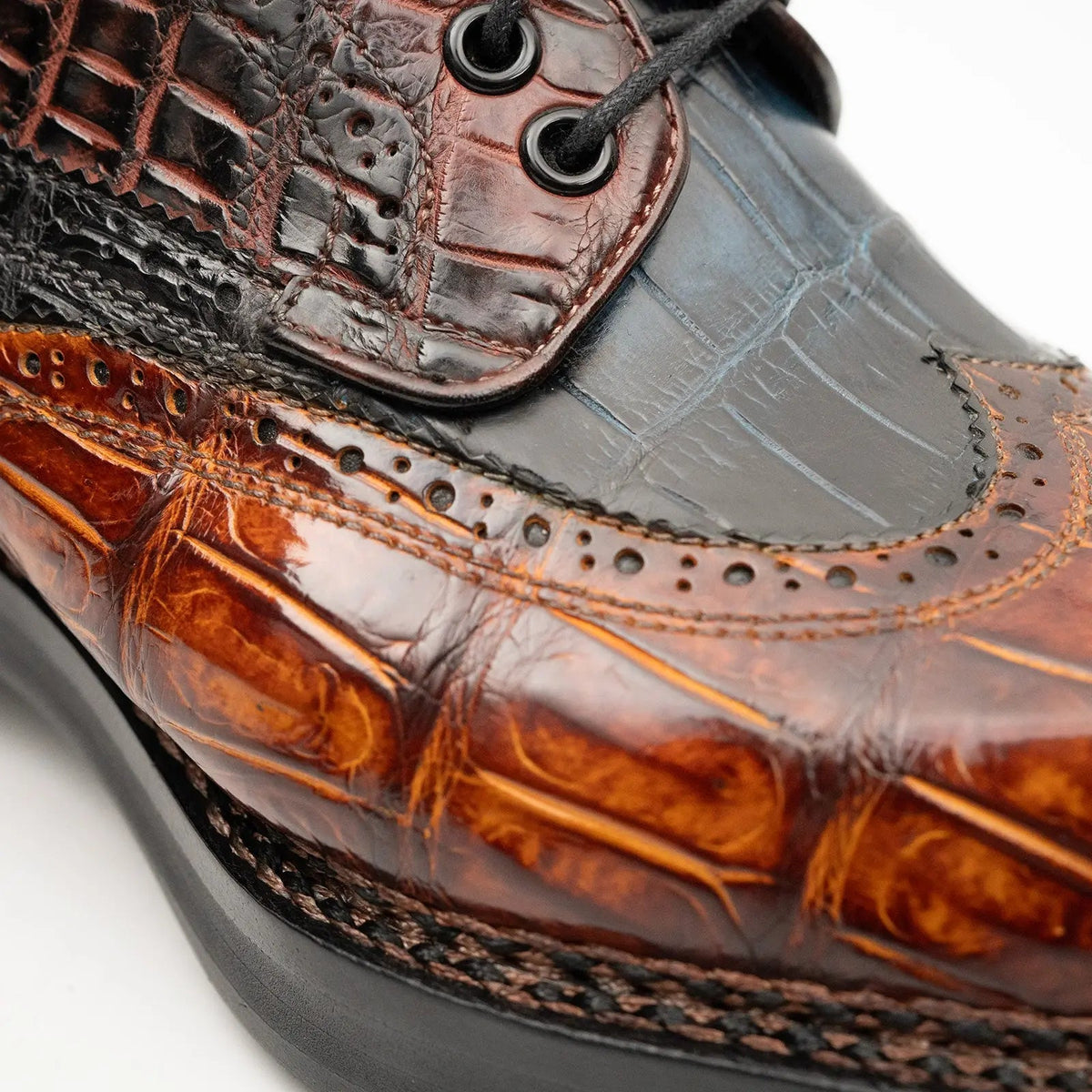 Two-Tone Textured Wingtip Derby Shoe