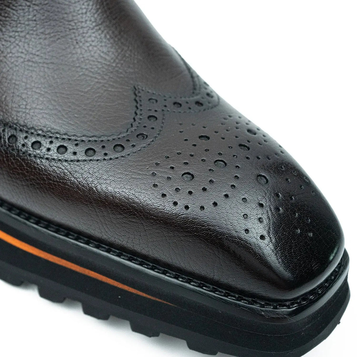 Dark Brown-Black Textured Wingtip Monk Shoe