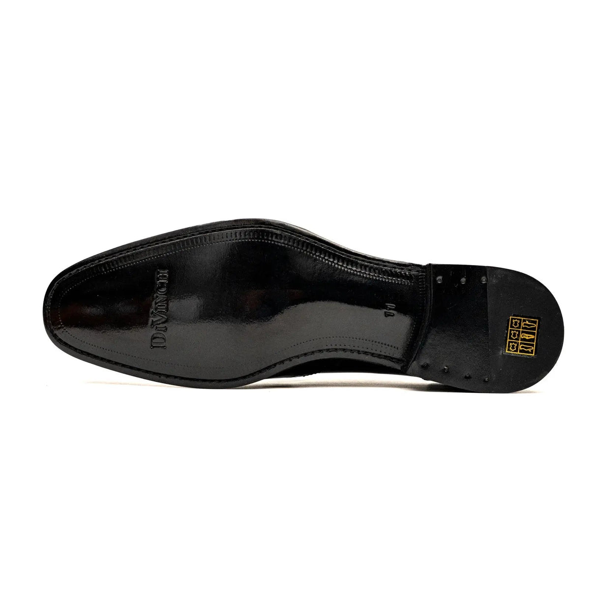Black Leather Wingtip Oxford Shoes with Glossy Finish