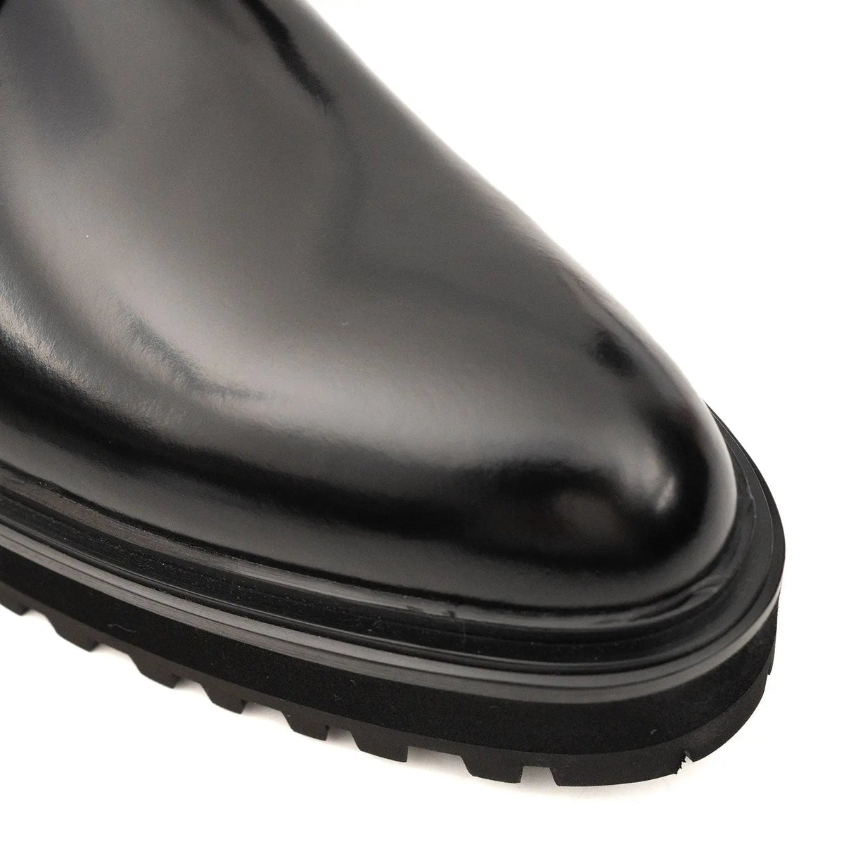Black Lug Sole Lace-Up Ankle Boot