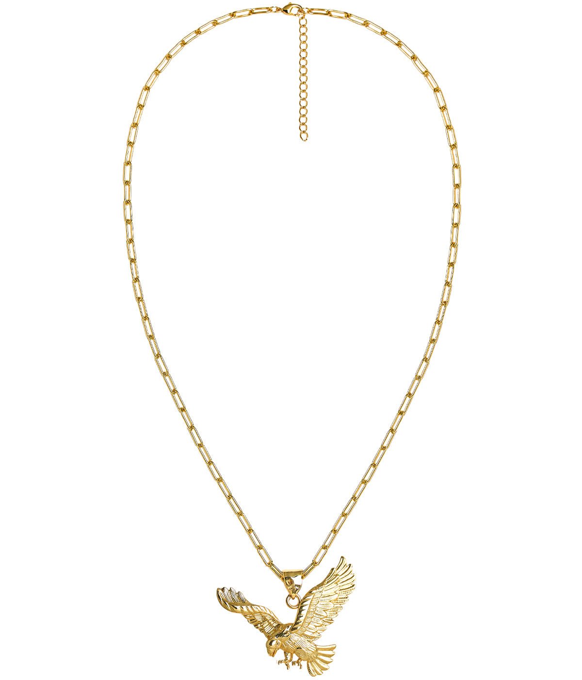 Eagle Paper Clip Chain Necklace - 18k Gold Plated