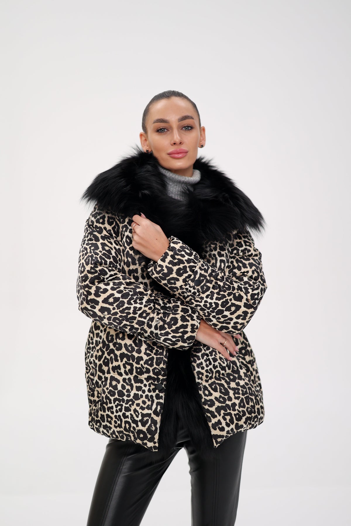 Genuine Fox Leopard Luxe Down Parka