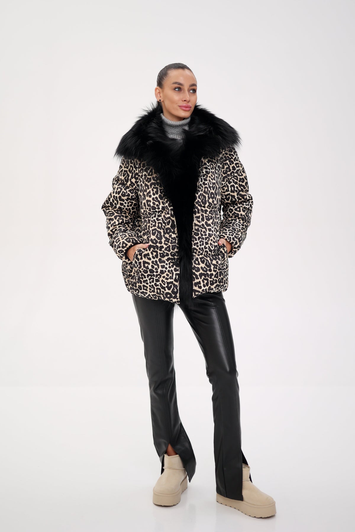 Genuine Fox Leopard Luxe Down Parka