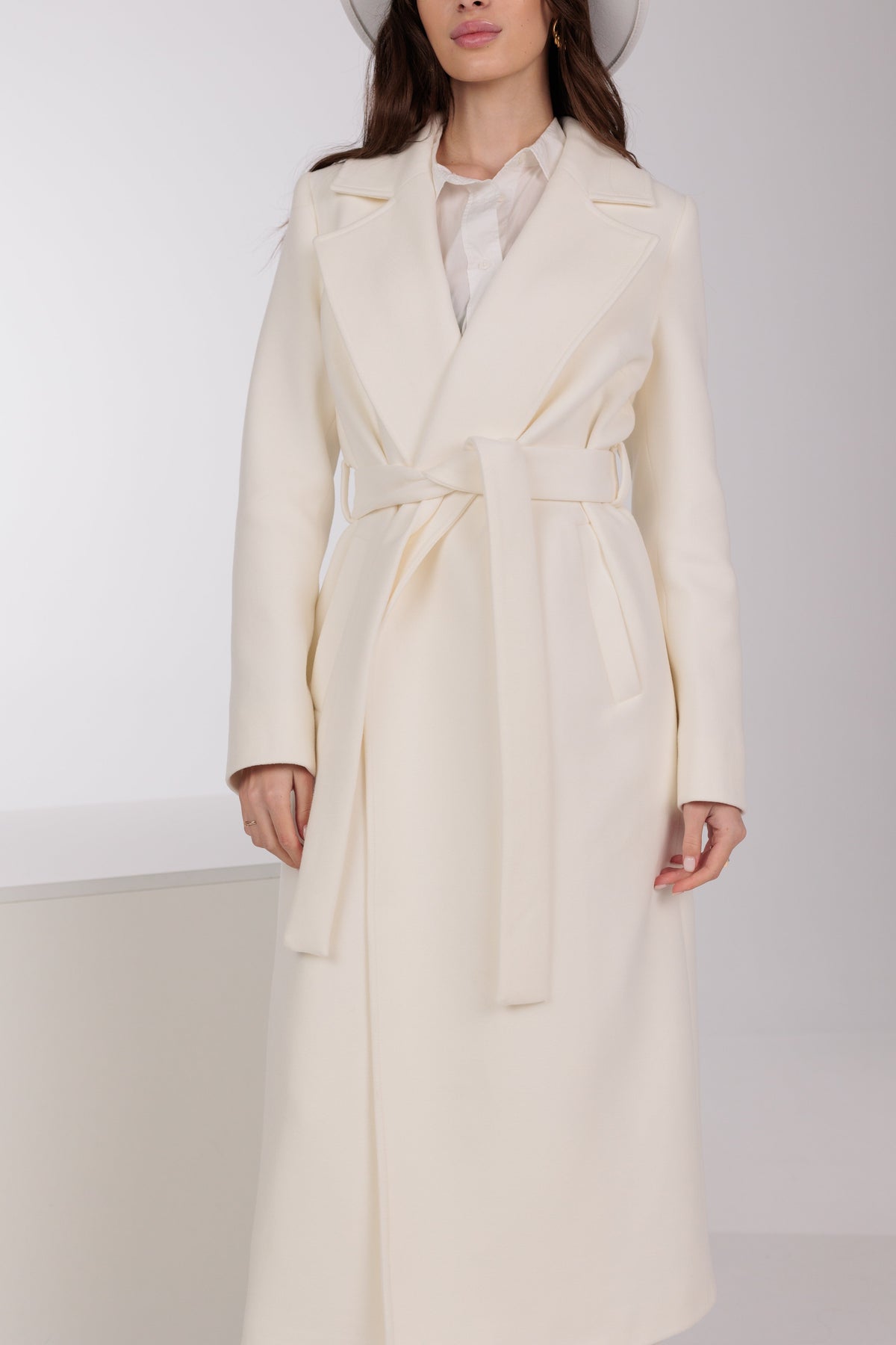 Pre-Order. Re-Stock Ships September 30. Astoria Classic Wraparound Wool Blend Overcoat in Ivory