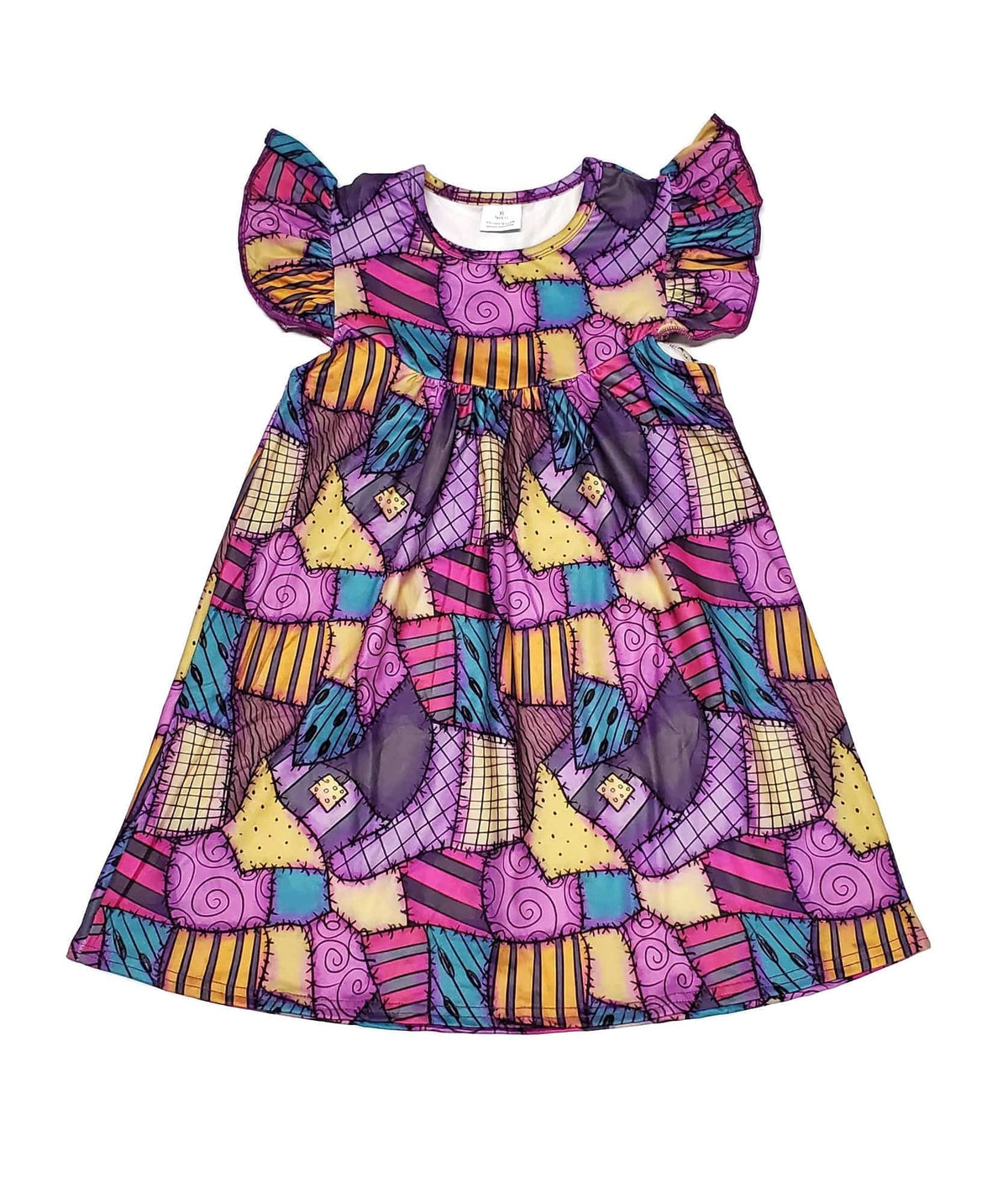 Patchwork Milk Silk Flutter Dress