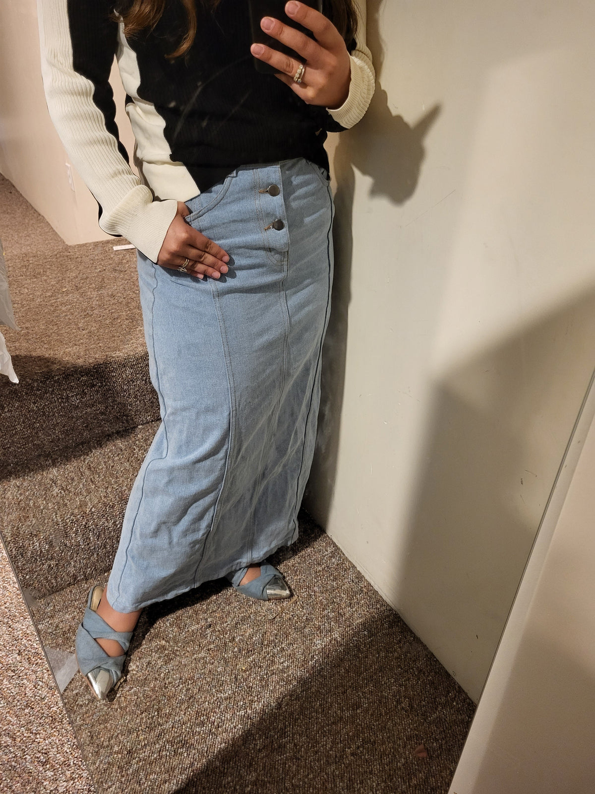 LONG DENIM A SKIRT