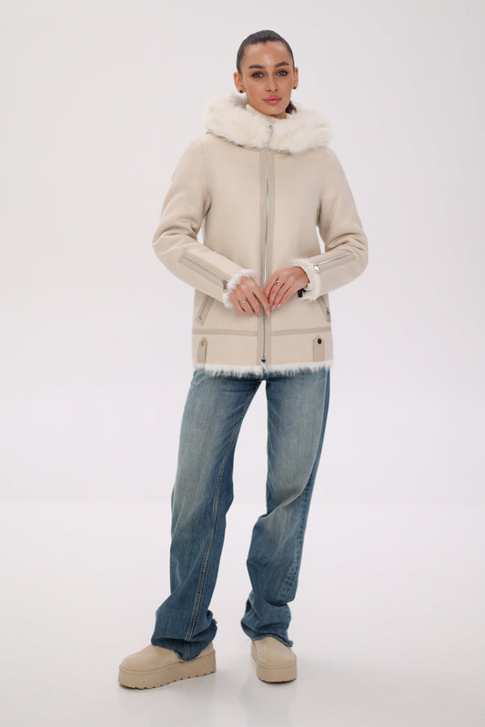 Reversible Hooded Wool Blend Jacket