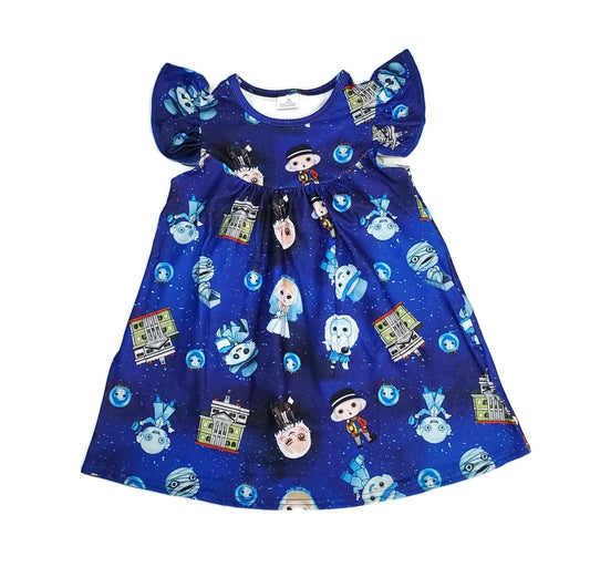 Happy Ghost Milk Silk Flutter Dress