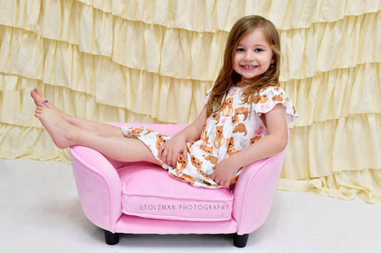 Otter Milk Silk Flutter Dress