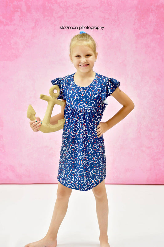 Anchors Away Milk Silk Flutter Dress