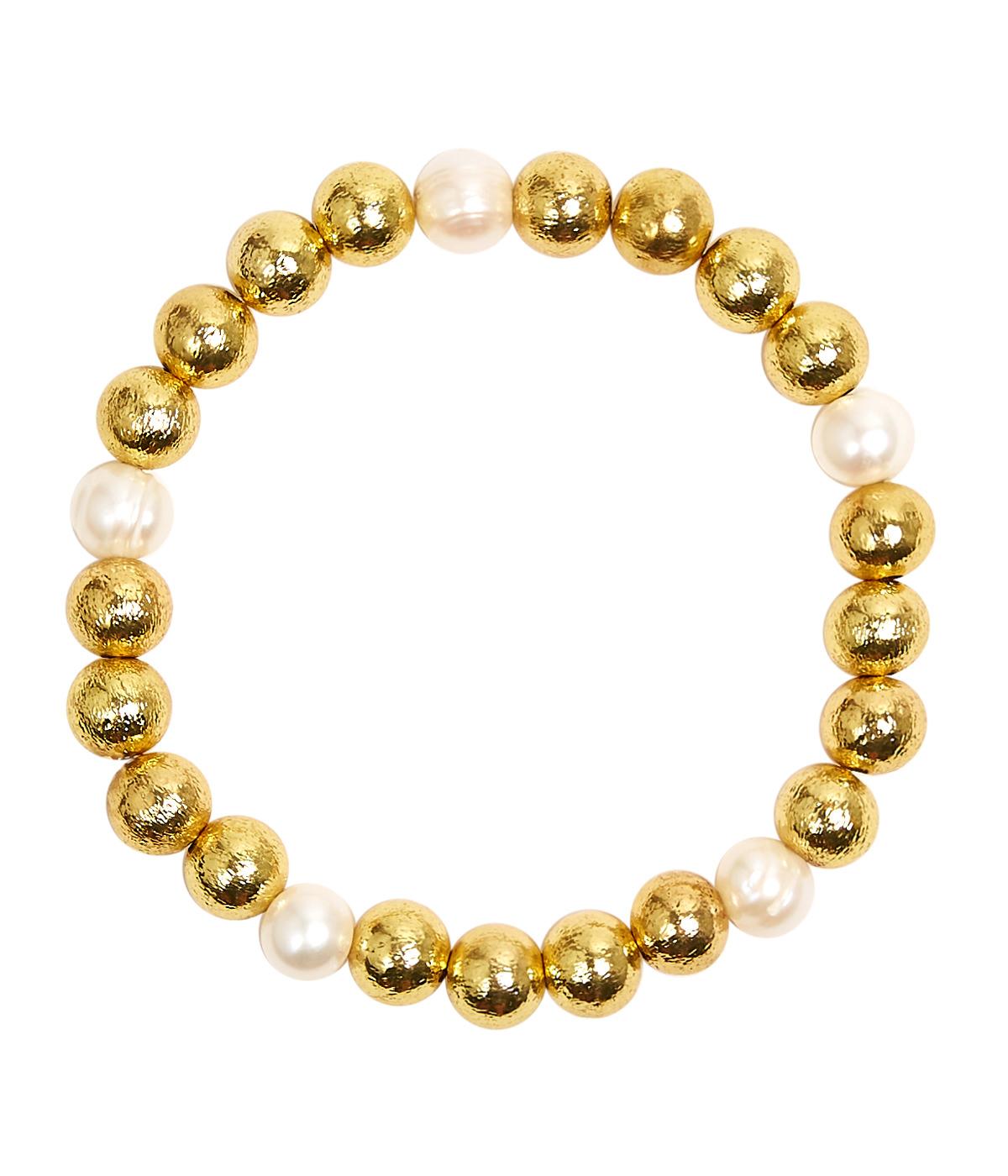 Georgia - Gold  & Freshwater Pearl Beaded Bracelet