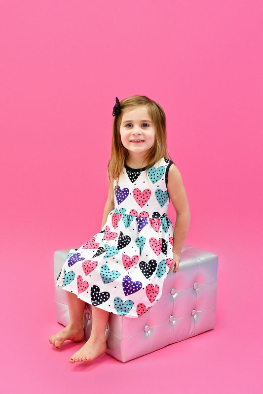 Polka Dot Heart Milk Silk Tank Dress