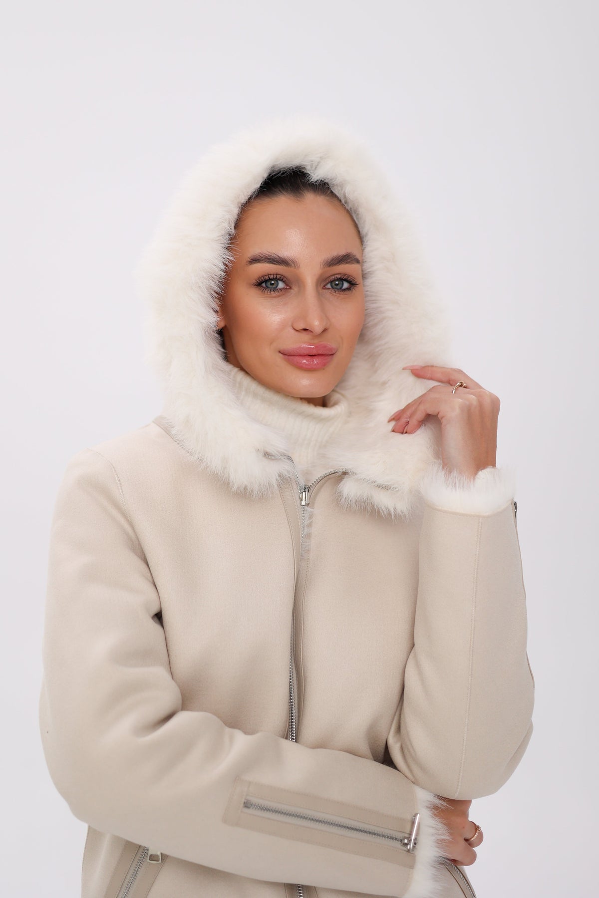 Reversible Hooded Wool Blend Jacket