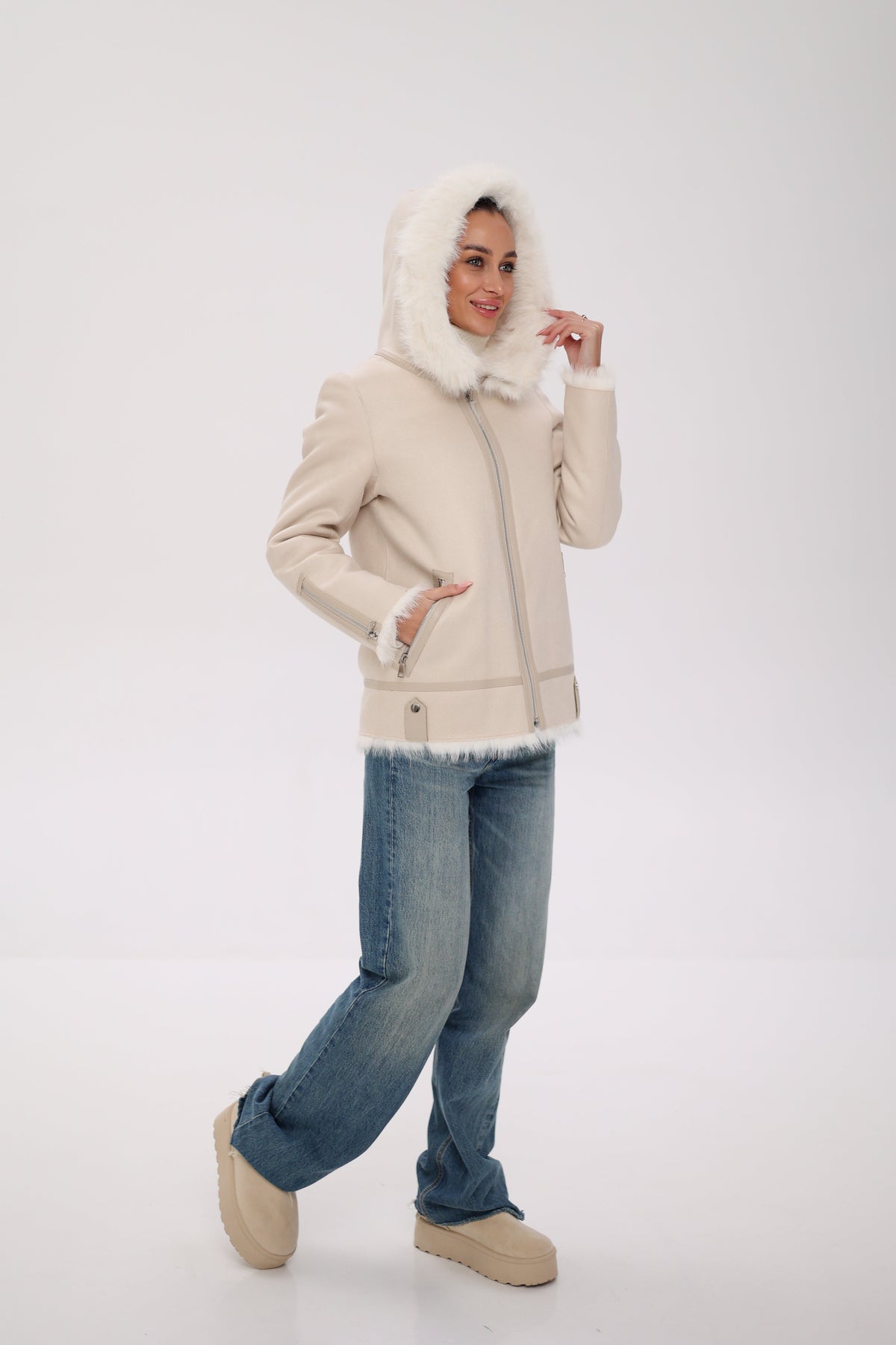 Reversible Hooded Wool Blend Jacket