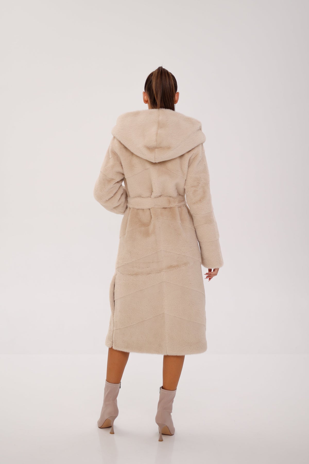 Faux Mink Effect Fur Hooded Coat