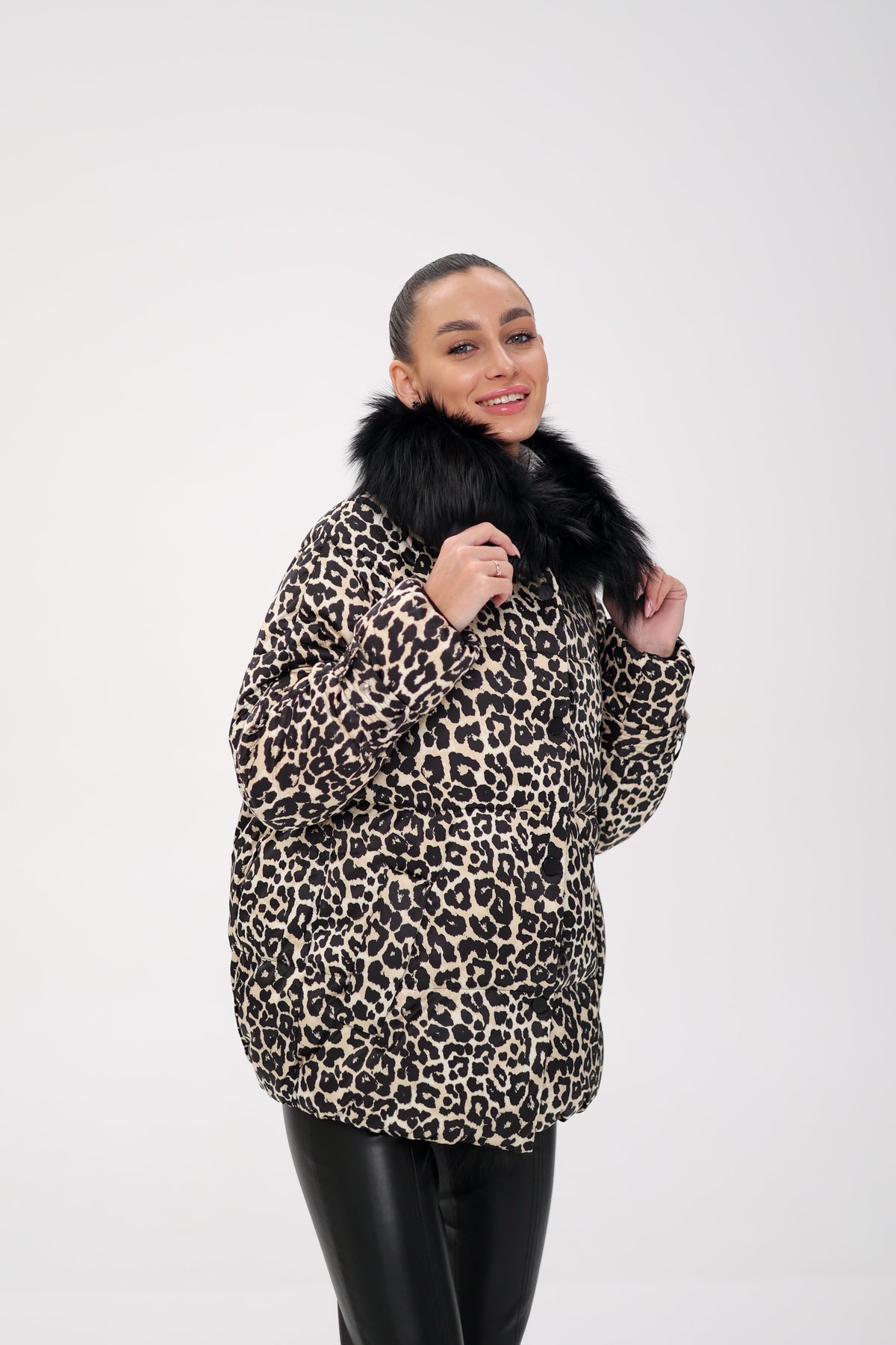 Genuine Fox Leopard Luxe Down Parka