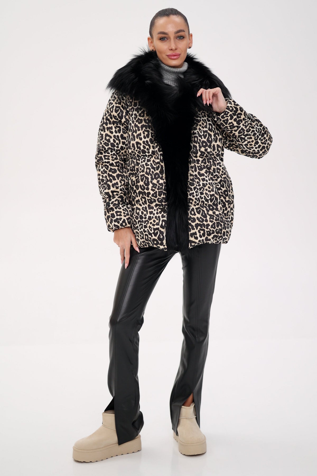 Genuine Fox Leopard Luxe Down Parka