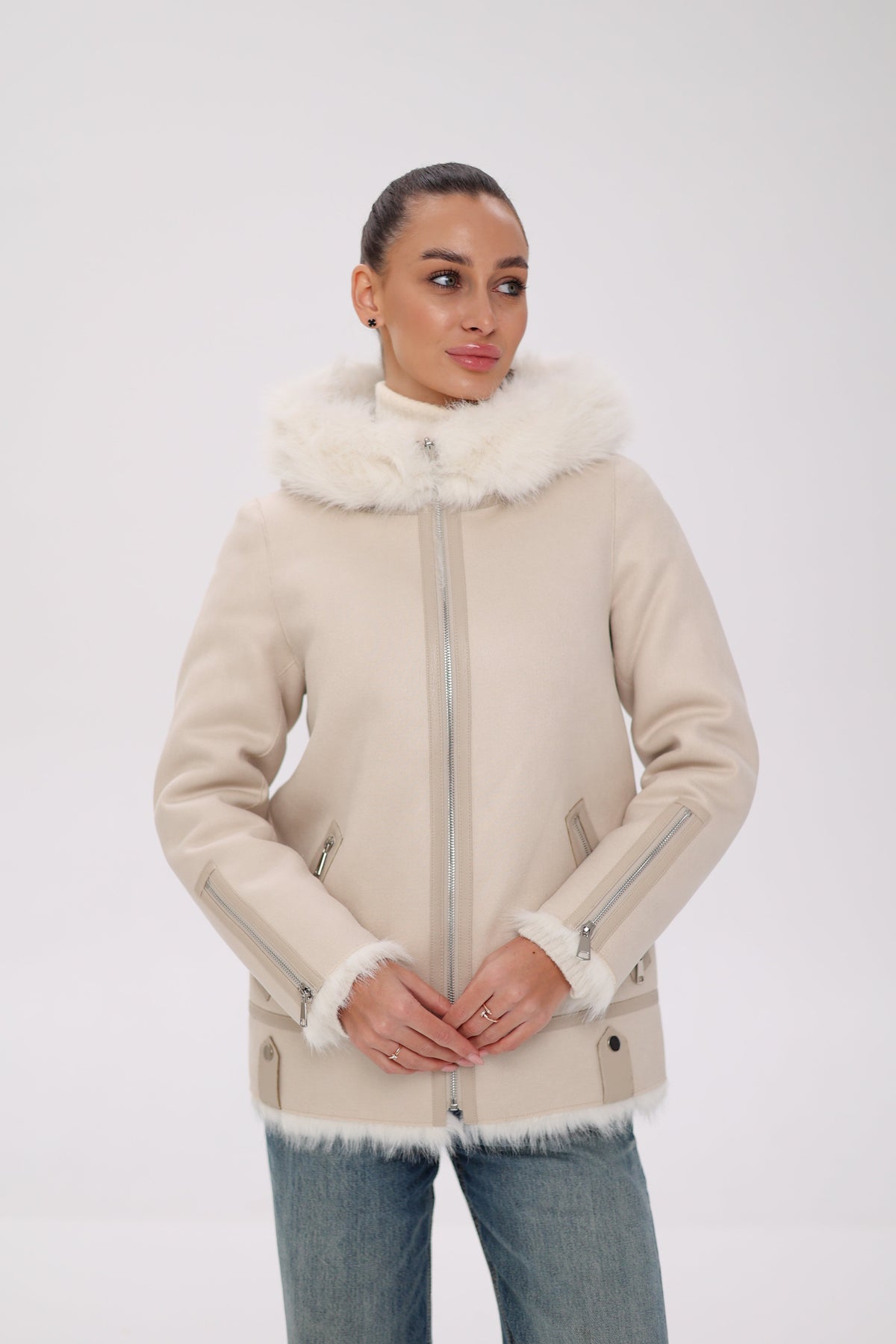 Reversible Hooded Wool Blend Jacket
