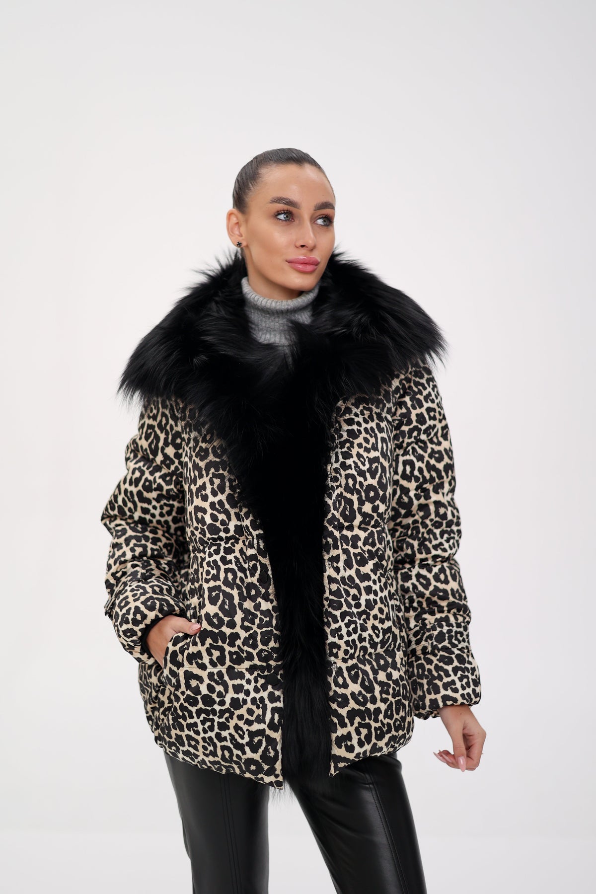 Genuine Fox Leopard Luxe Down Parka