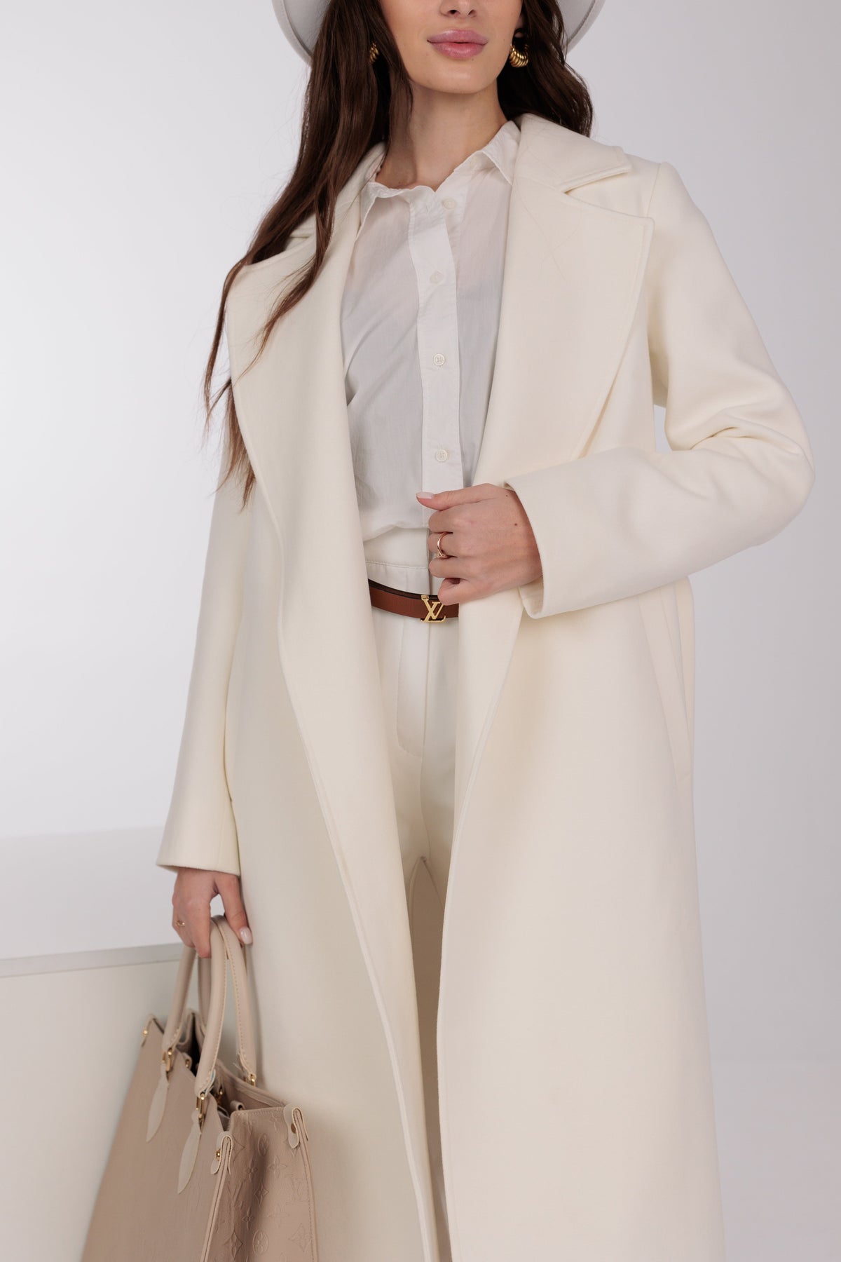 Pre-Order. Re-Stock Ships September 30. Astoria Classic Wraparound Wool Blend Overcoat in Ivory
