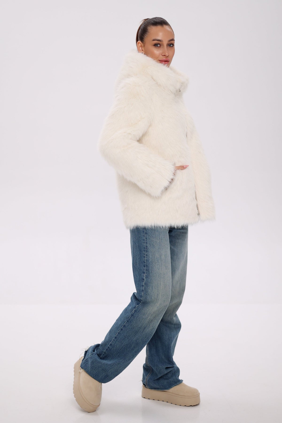 Reversible Hooded Wool Blend Jacket