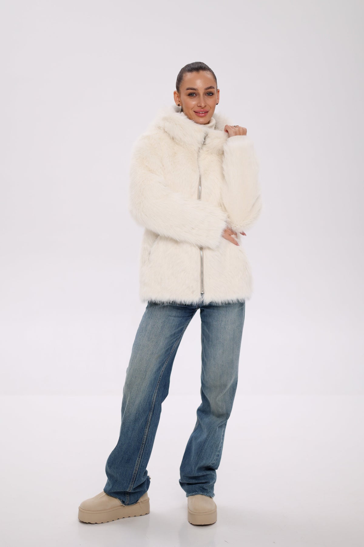 Reversible Hooded Wool Blend Jacket