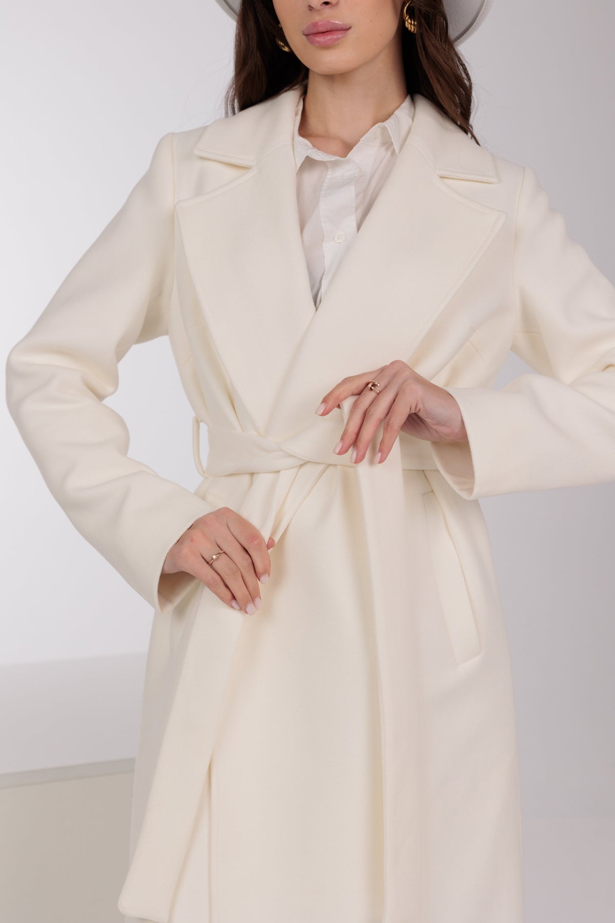 Pre-Order. Re-Stock Ships September 30. Astoria Classic Wraparound Wool Blend Overcoat in Ivory