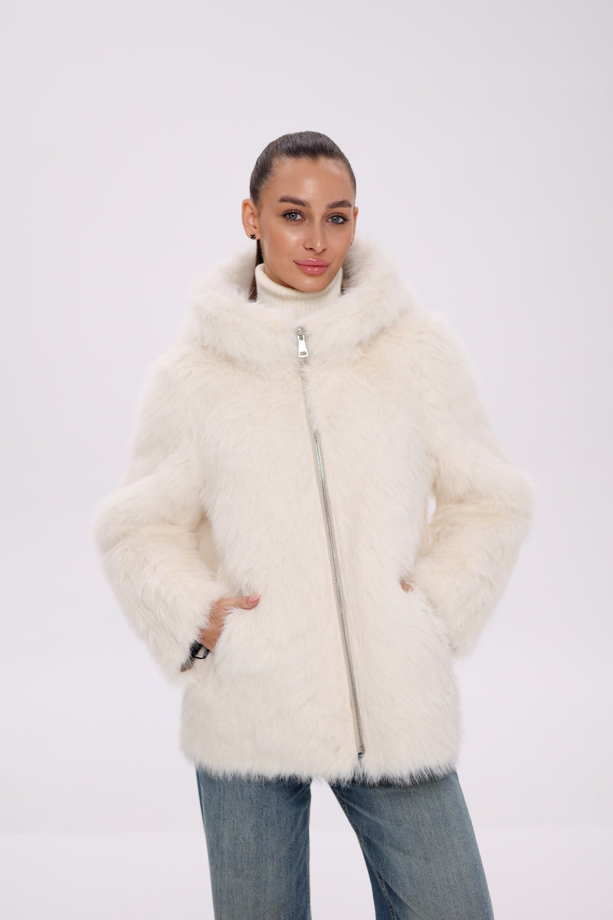 Reversible Hooded Wool Blend Jacket