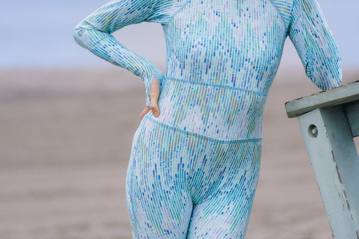Women's "JOY" UPF 50+ Sun-protective full body swimsuit- Blue Mosaic