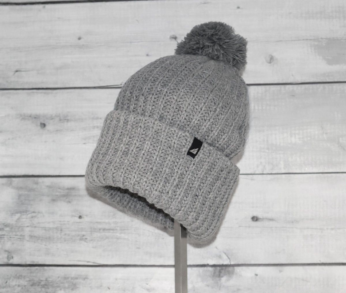 Adult Acrylic Ribbed Cuff with Matching Pom Hat