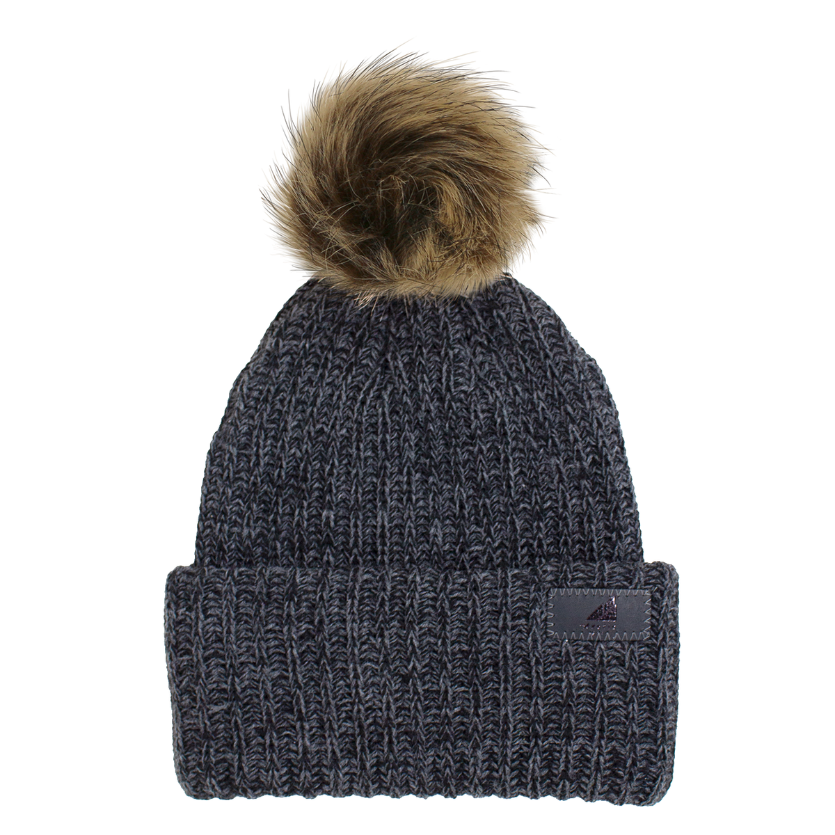 Adult Acrylic Ribbed Cuff with Pom Hat