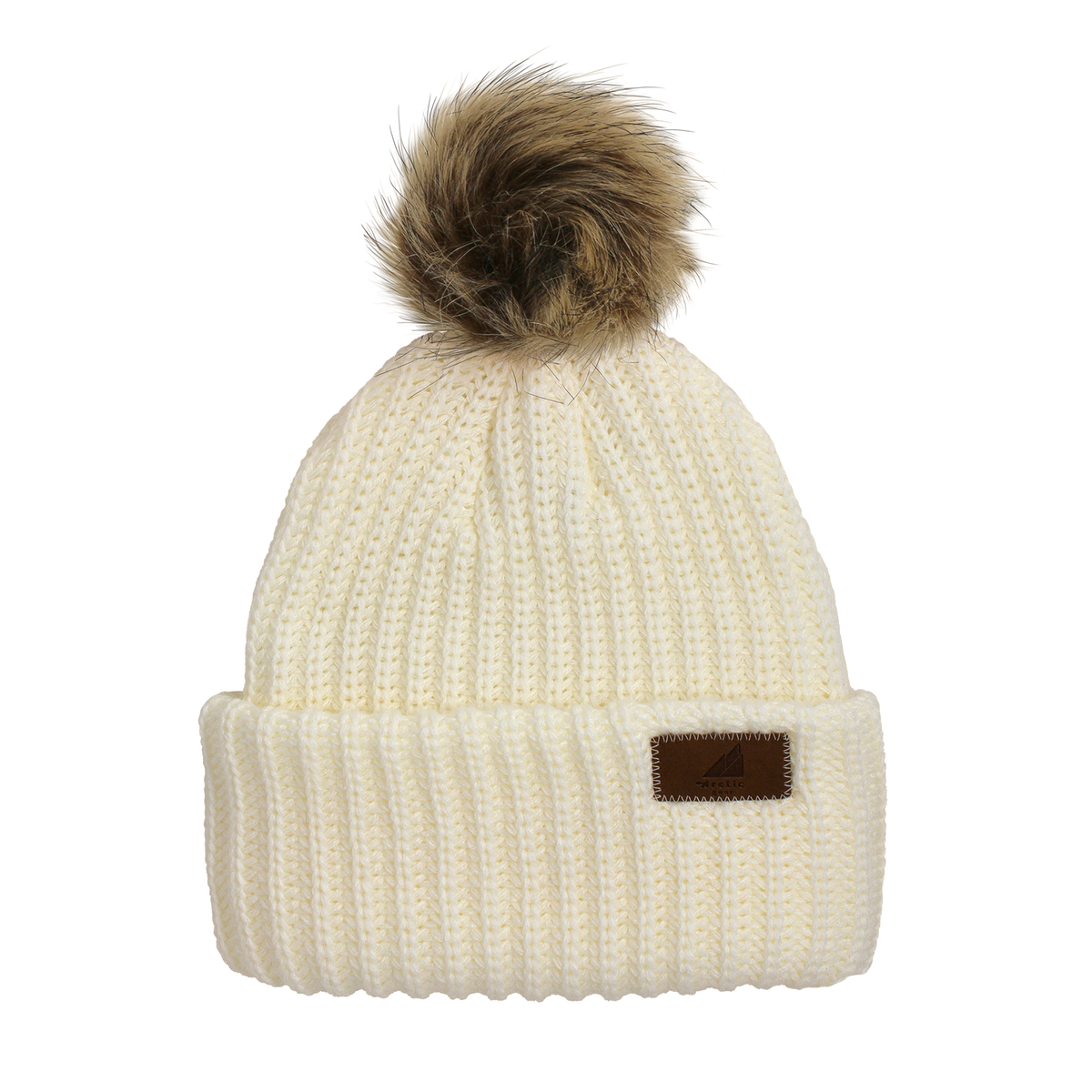 Adult Acrylic Ribbed Cuff with Pom Hat