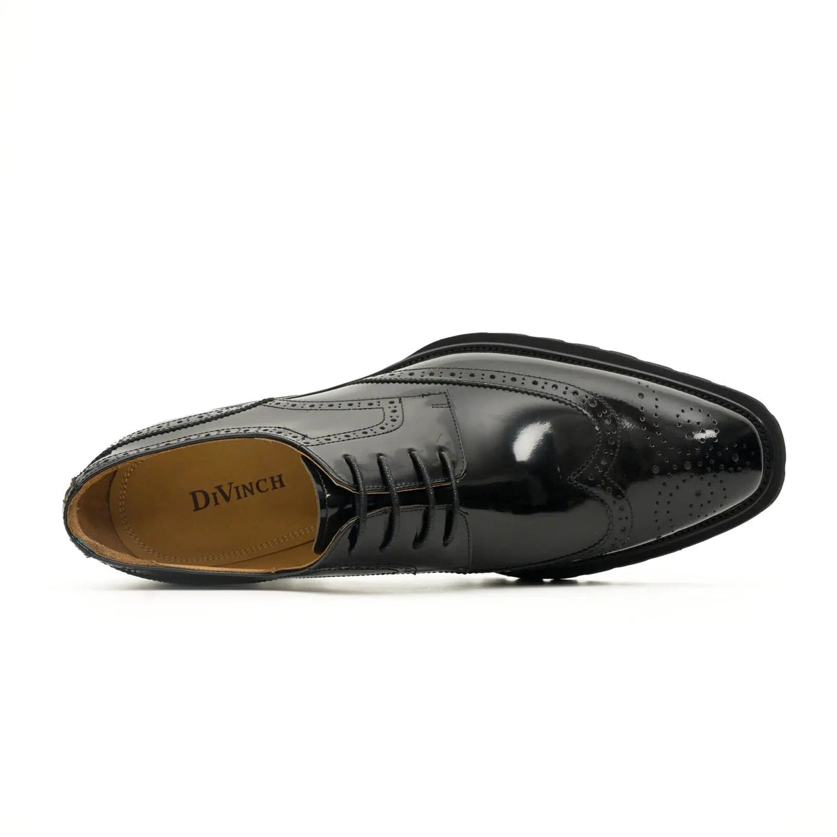 Black Wingtip Derby Shoes with Lug Sole