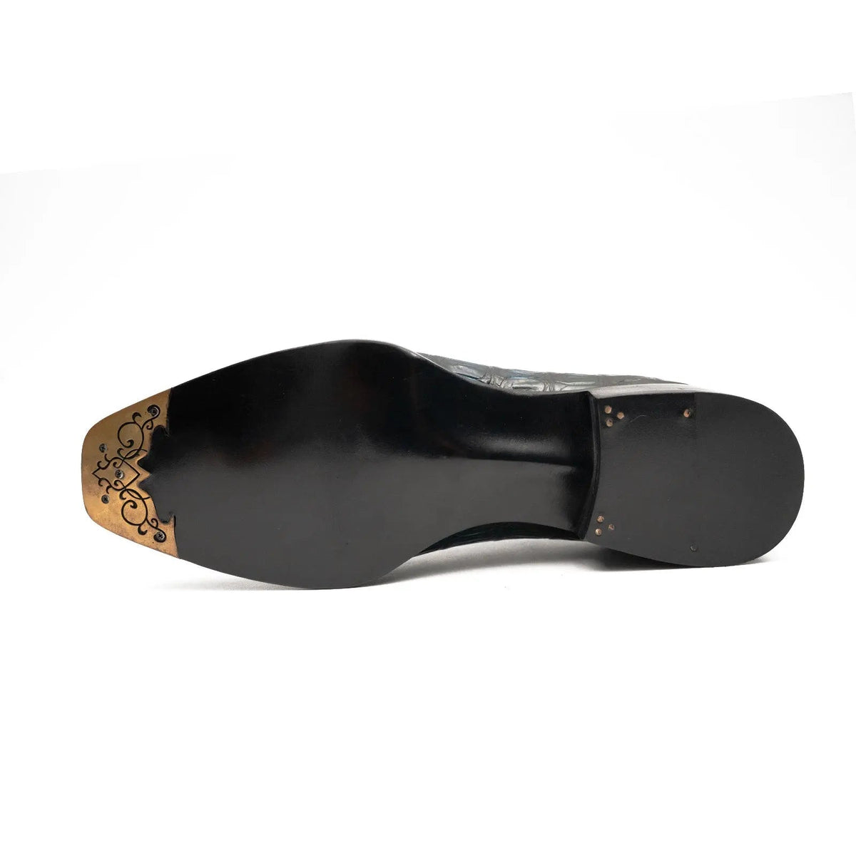Black and Blue Glossy Textured Lace-Up Dress Shoe