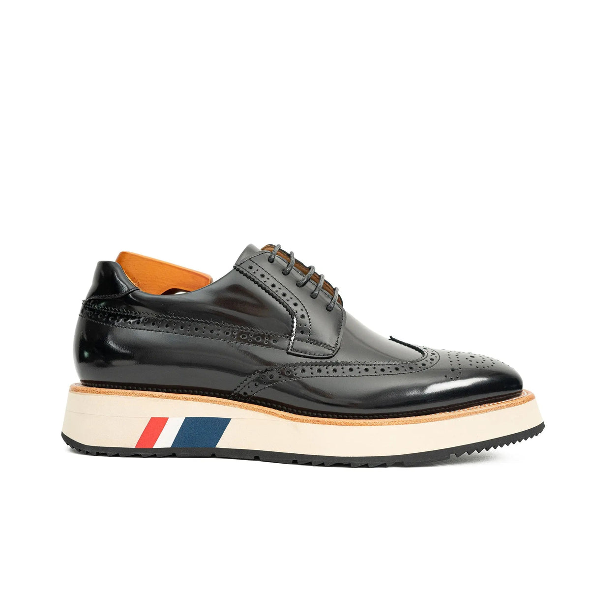 Black Glossy Wingtip Derby Shoe