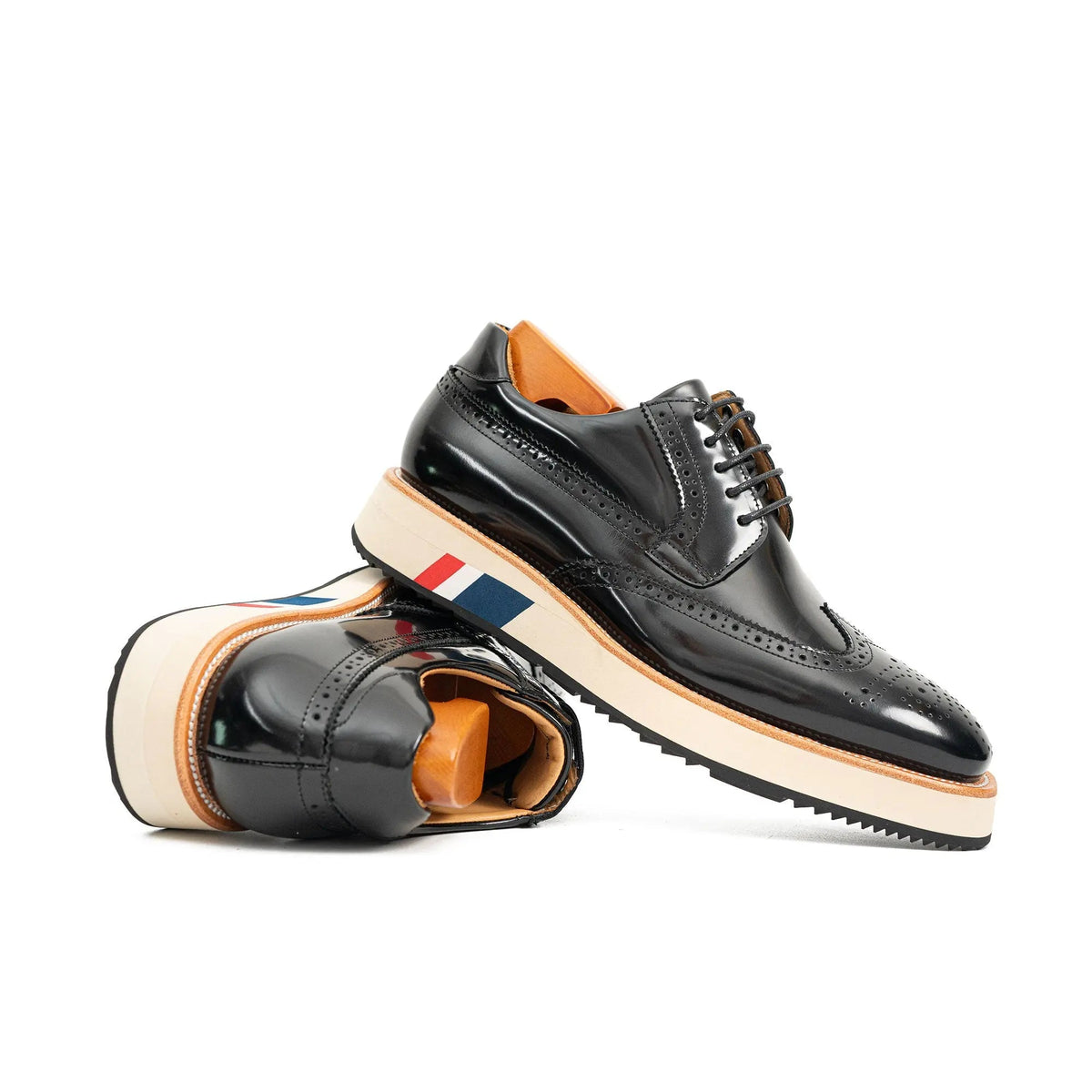 Black Glossy Wingtip Derby Shoe