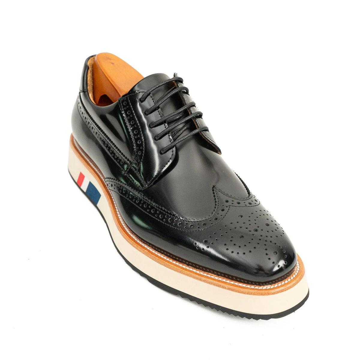 Black Glossy Wingtip Derby Shoe
