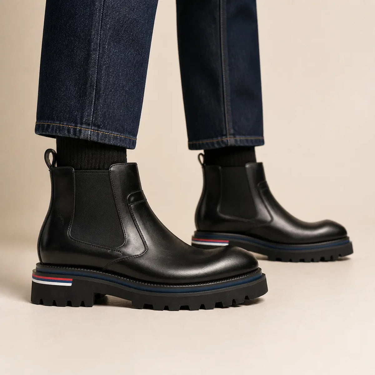 Black Lug Sole Chelsea Ankle Boot
