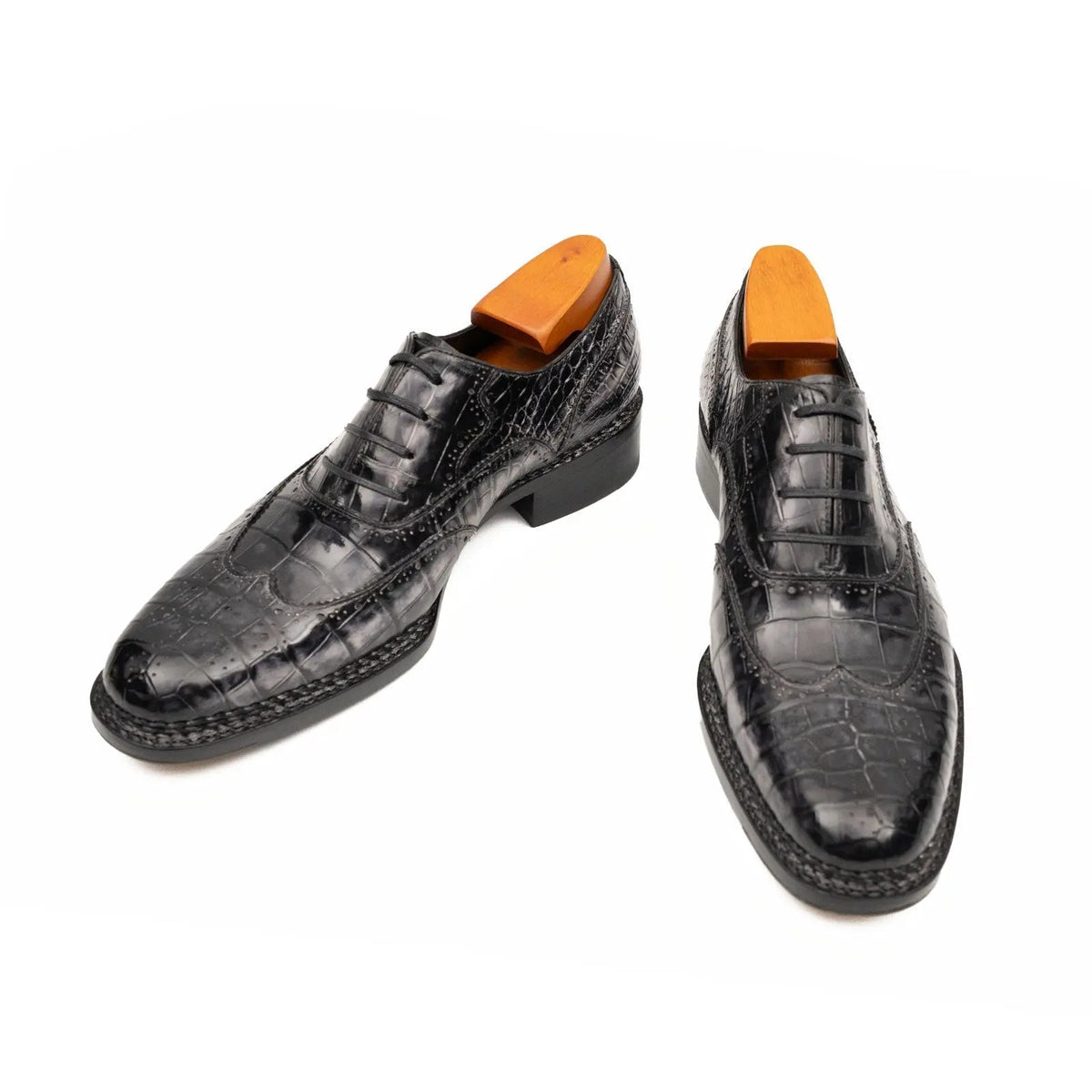 Charcoal Gray-Black Textured Lace-Up Dress Shoe