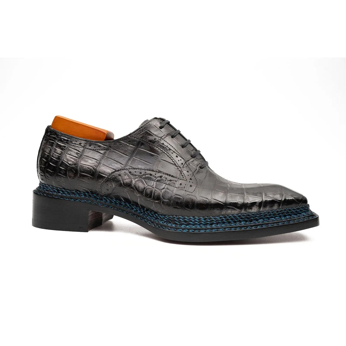 Gray-Black Textured Lace-Up Dress Shoe