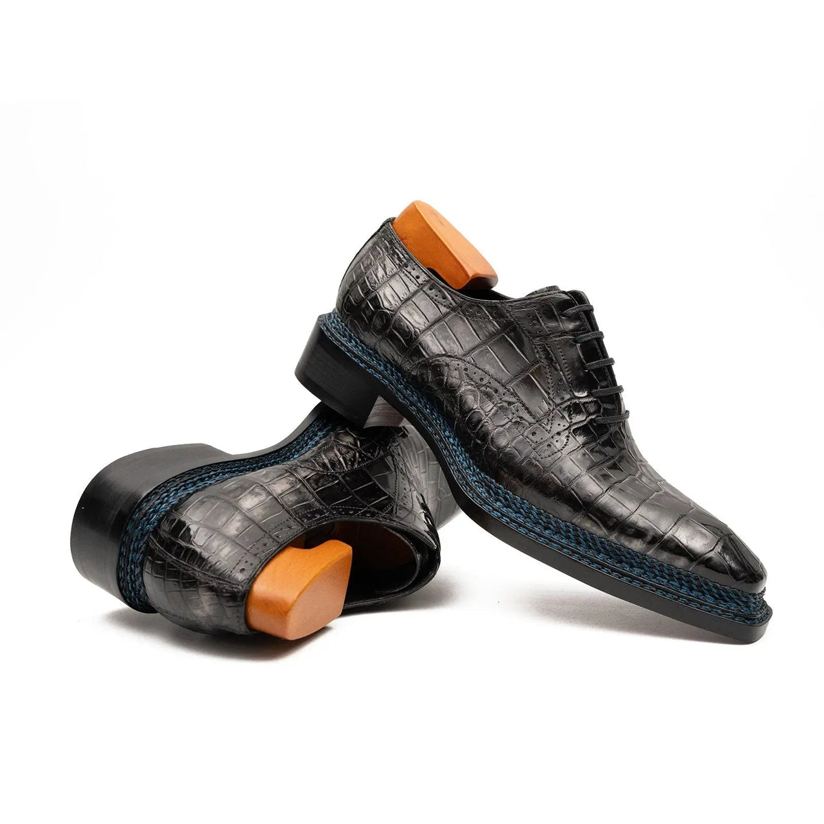 Gray-Black Textured Lace-Up Dress Shoe