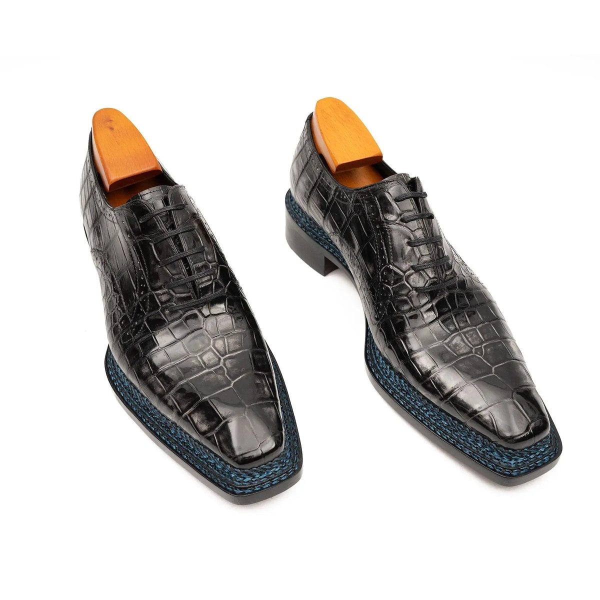 Gray-Black Textured Lace-Up Dress Shoe