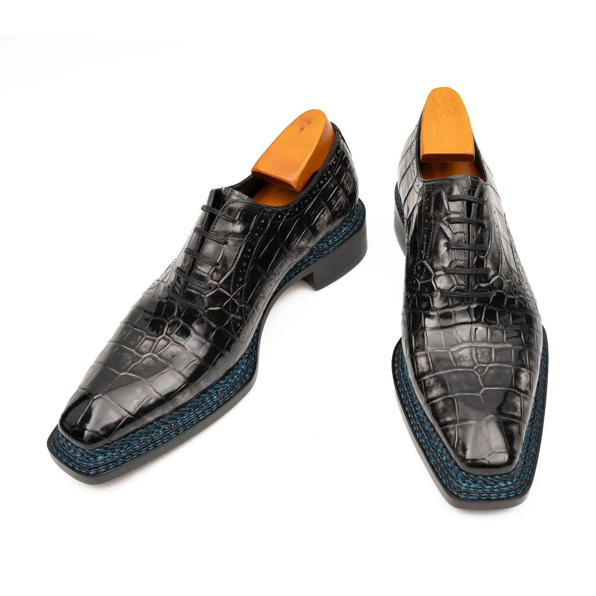 Gray-Black Textured Lace-Up Dress Shoe