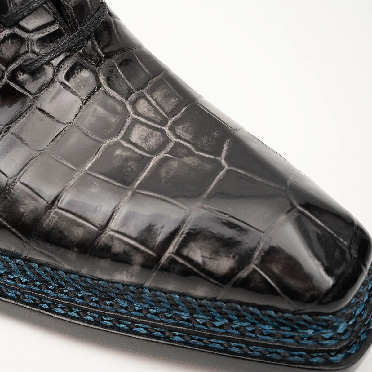Gray-Black Textured Lace-Up Dress Shoe