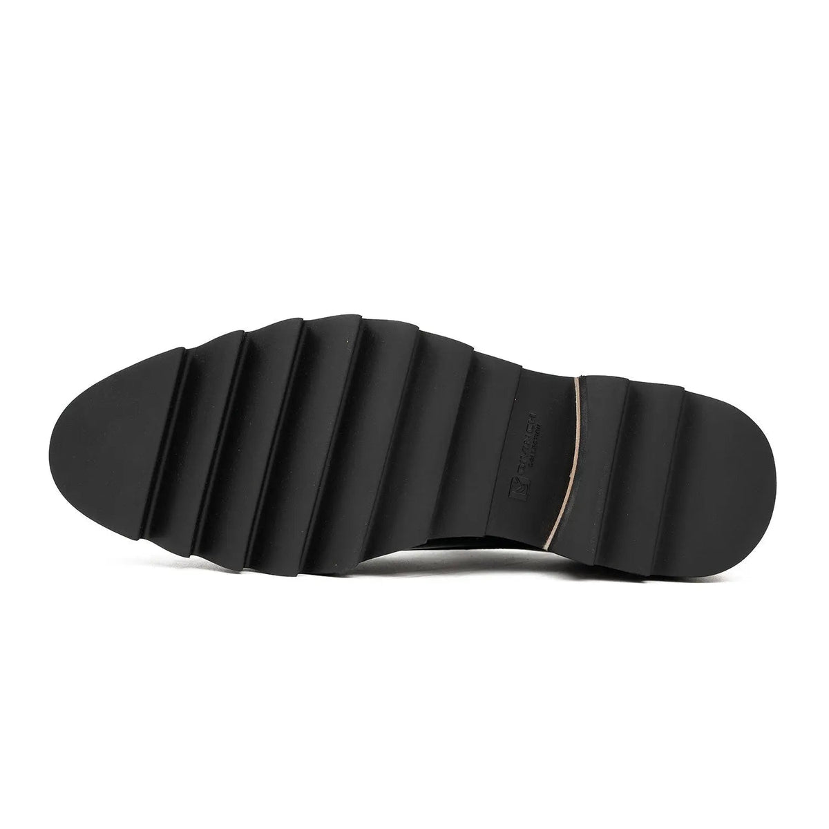 Black Plain-Toe Single Monk Strap Shoes with Brown-Band Lug Sole